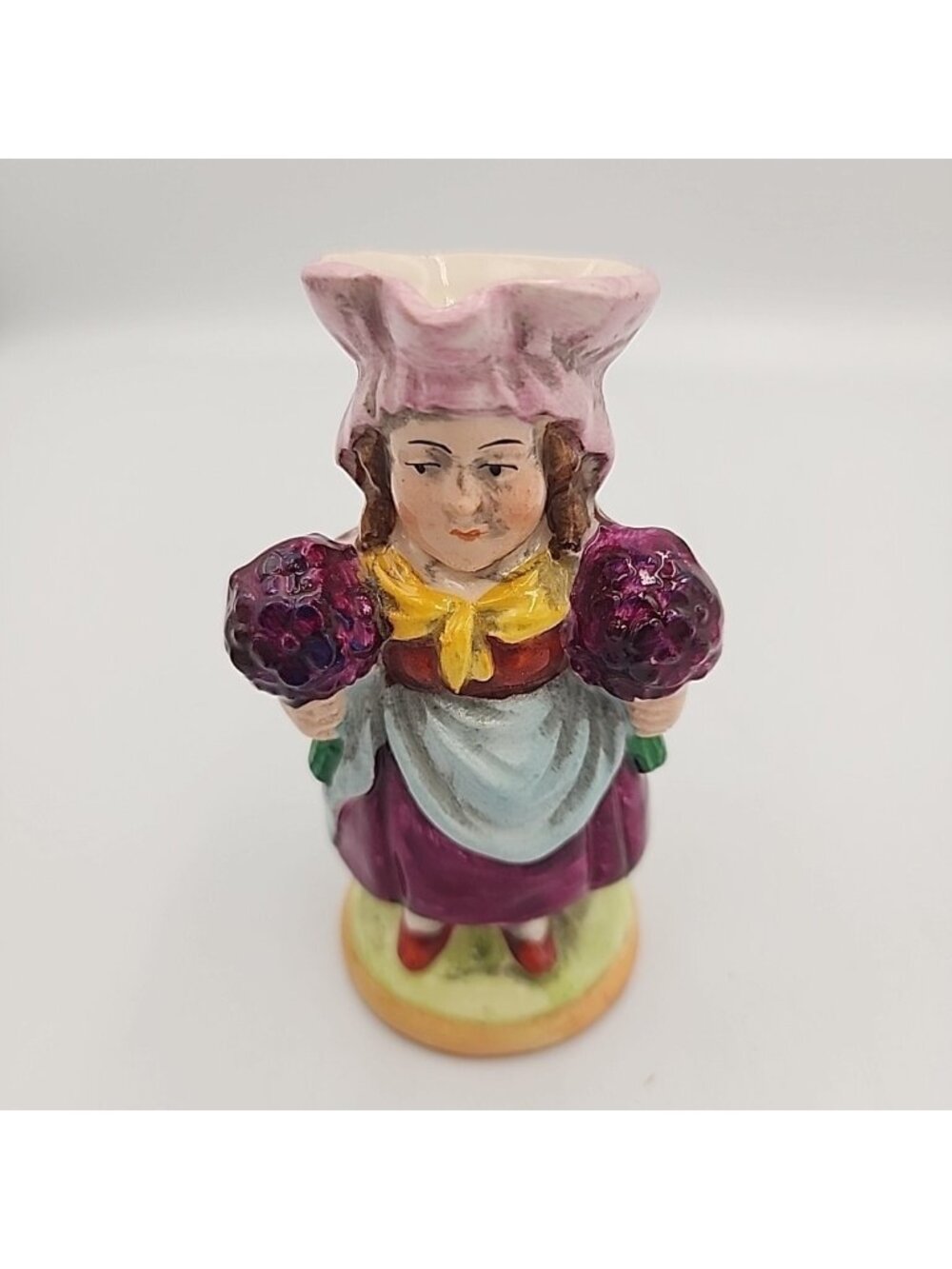 Vintage Old Miniature Lady Pitcher Creamer German Character 3.75" Ceramic